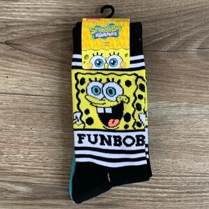 SpongeBob SquarePants Crew Socks 2 pairs Nickelodeon Shoe size 61/2-12 New